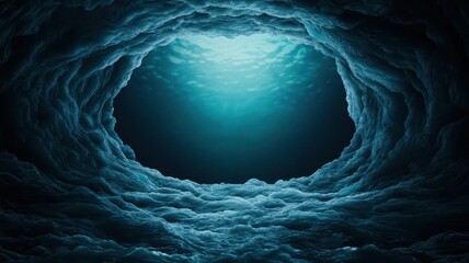 Abstract portrait in deep blues and grays, evoking the depths of the ocean and the unknown