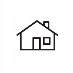 Simple monochrome icon of a house with just the outline and a single door conveying the concept of home