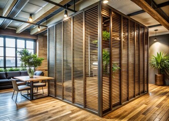 Industral chic louvered wall partition
