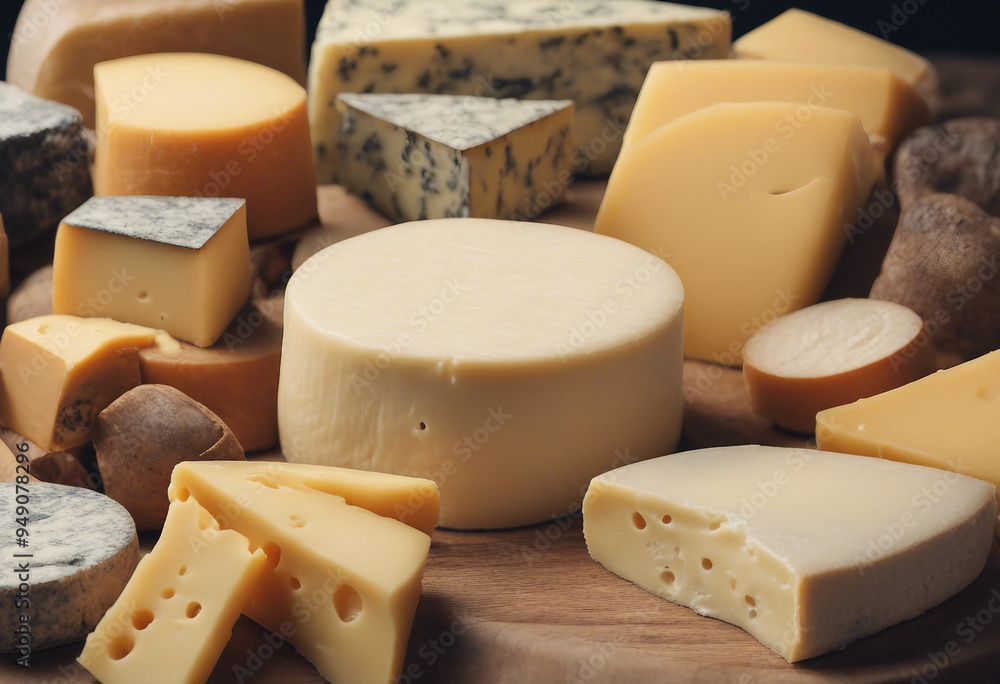Poster collection of cheese on isolate transparency background