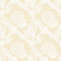 Modern white on cream lace effect wedding background texture. Soft tonal linen openwork block print with subtle hand drawn lattice damask printed fabric backdrop. 