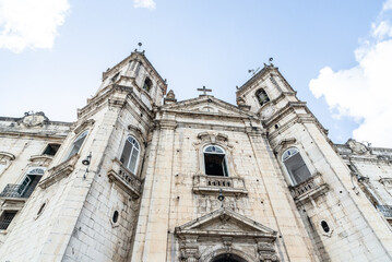 Bottom view of the facade of the Conceicao da Praia church in the city of Salvador, Bahia.