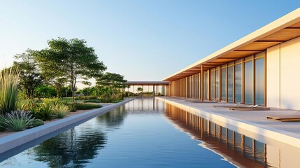 Fototapeta premium Healthcare facility with sustainable water and waste management systems for eco-friendly operations, green design, sustainable healthcare