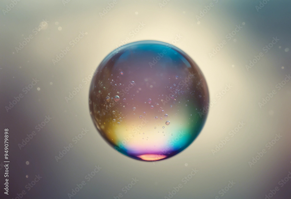 Poster floated soap bubble isolate on transparency background