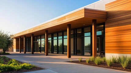 Healthcare facility with sustainable architecture and green building materials, eco-friendly design, sustainable infrastructure