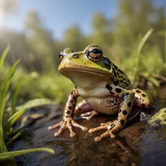 Obraz premium Cute green frog amphibian nature Animal
