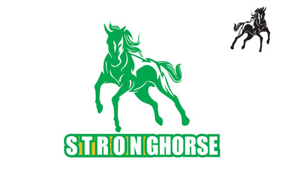 great strong horse running logo, silhouette of healthy mare vector illustrations