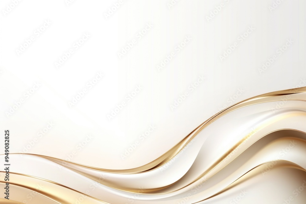 Wall mural Free plain white background with gold wave