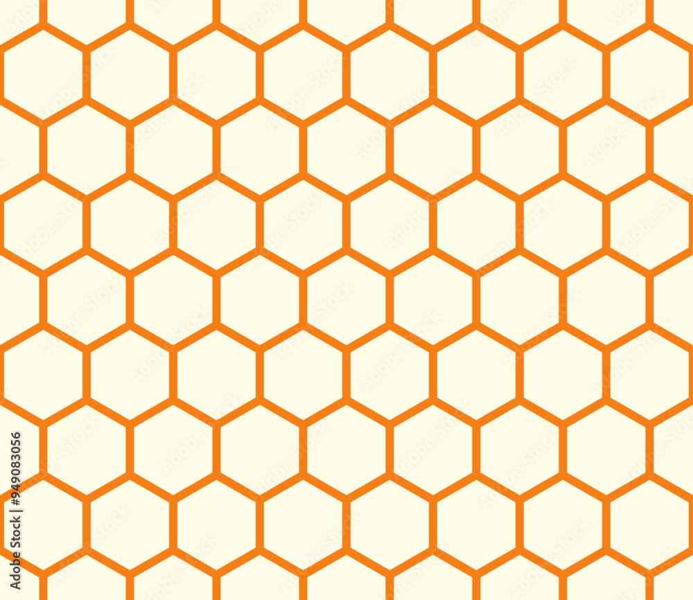 Poster minimalistic hexagon background. orange color on matching background. plain hexagon grid with bold c