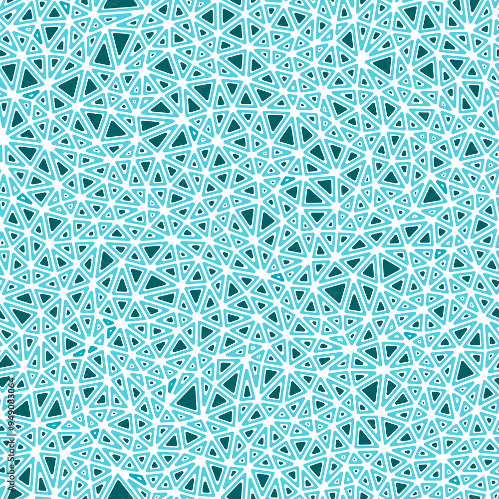 Poster abstract mosaic background. rounded solid shapes in frames. small triangles size. single color tone 