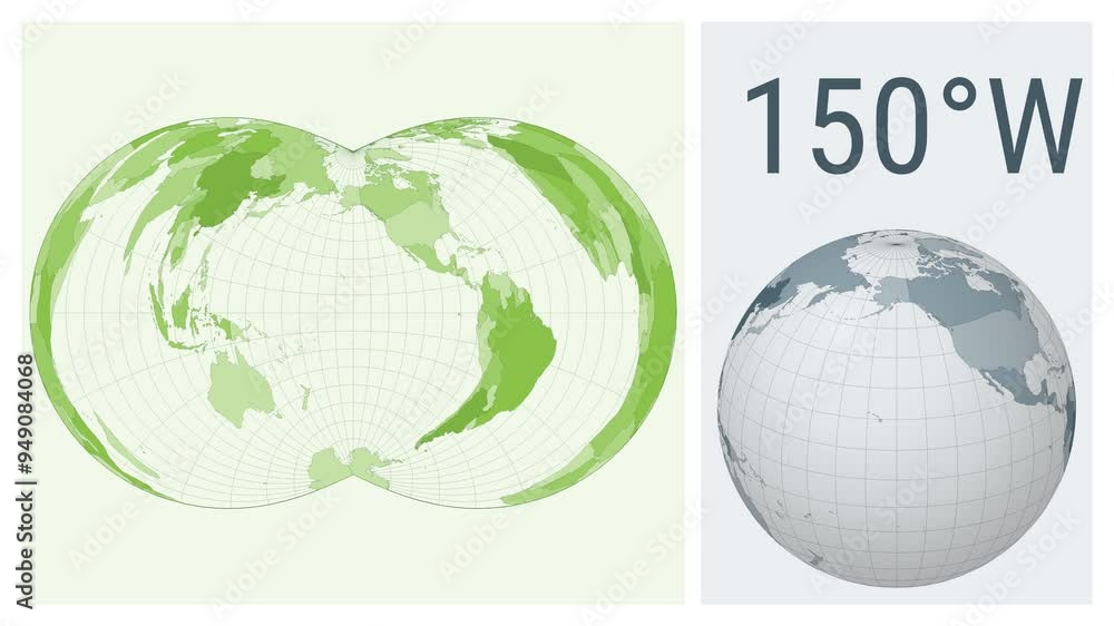 Poster world map animation. rectangular (war office) polyconic projection. colored countries style. animate