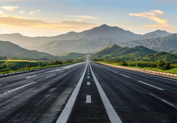Fototapeta premium Empty Road Leading to Mountain Range