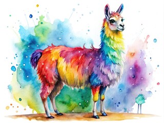 Obraz premium llama set in a watercolor illustration style with bold colors