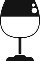 Simple vector icon of a half full wine glass, bringing up the question of optimism and pessimism