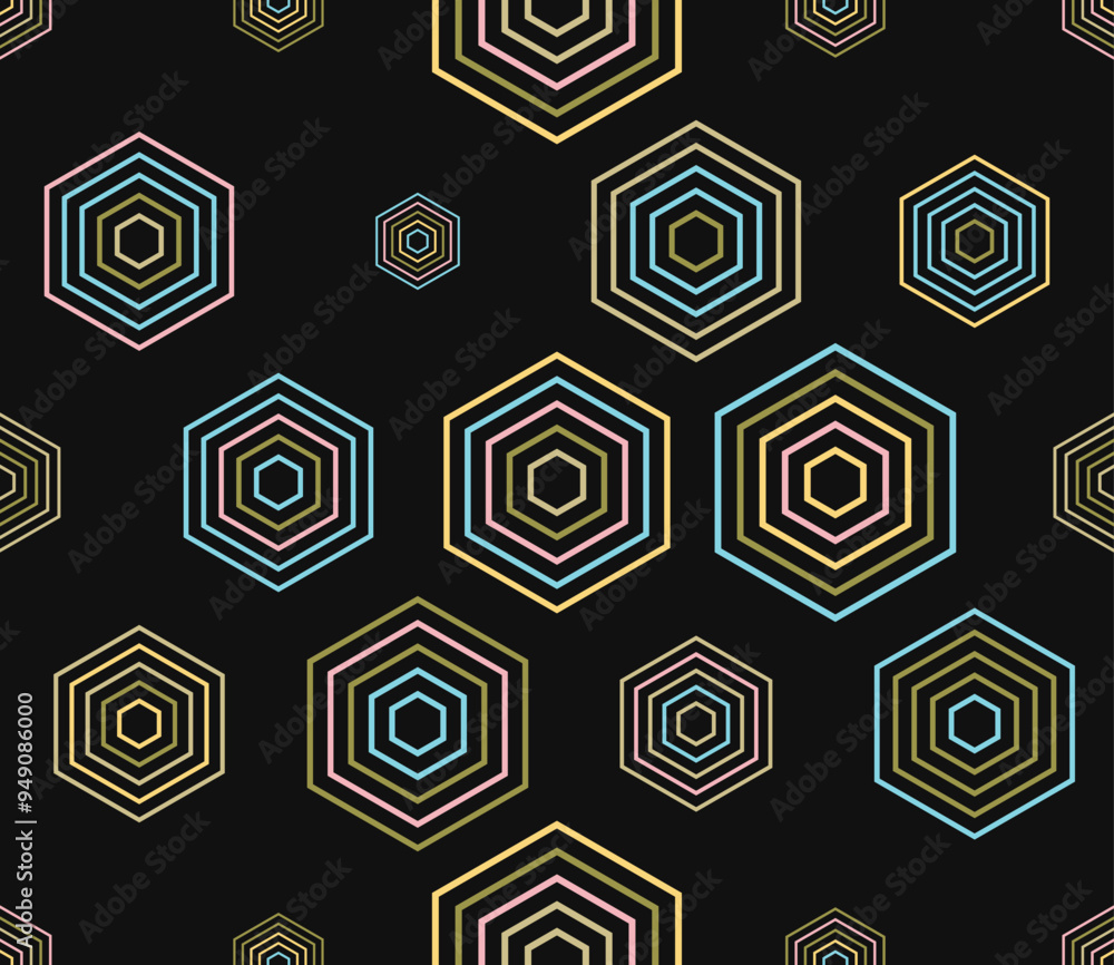 Poster abstract template background. multicolored geometric elements of varied size. hexagon stacked mosaic