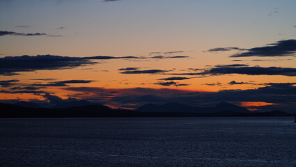Ferry sea scenery sunset