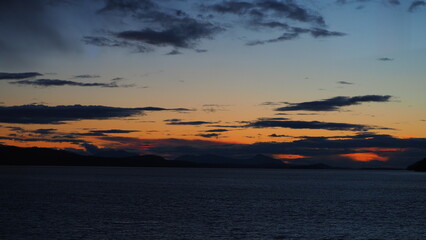 Ferry sea scenery sunset