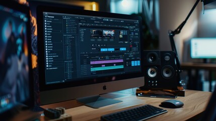 Modern video editing software running on apple computer display