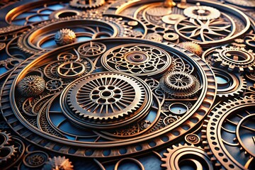 Obraz premium laser cut metal art precision engineering futuristic elegant industrial steampunk 