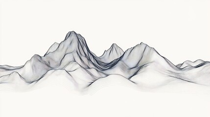 Single line forming the outline of a mountain range capturing the essence of nature with minimal detail