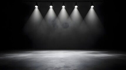 Obraz premium Dark Stage Lights on Concrete Floor