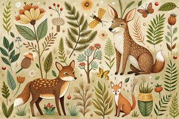 seamless pattern with deer