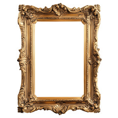 Vertical gothic gold frame, mockup, transparent background