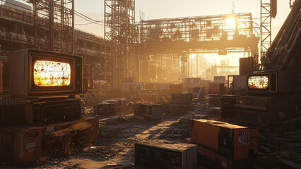Golden Hour Abandoned Tech Warehouse