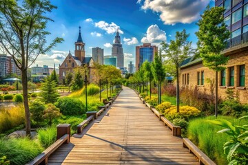 Fototapeta premium rustic pathways leading to revitalized city landmarks