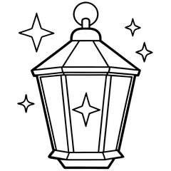 Illustrate a festive holiday lantern glowing in the night.