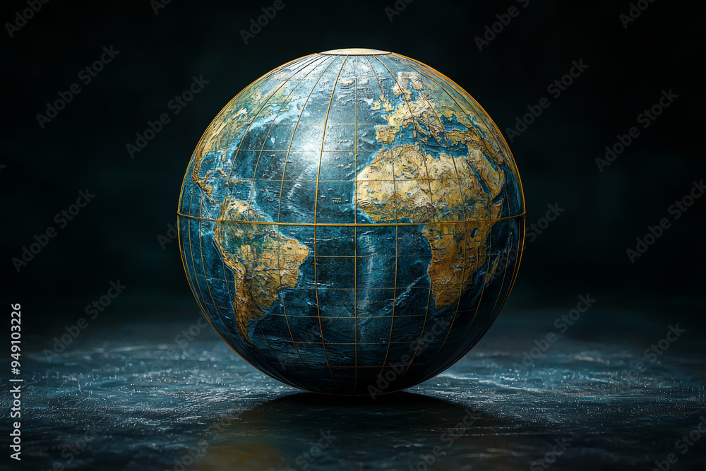 Aufkleber a sphere with grid lines showing latitude and longitude, illustrating the geometric concept of a sph