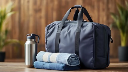 Trendy Gym Bag Packed with Fitness Essentials Ready for Workout