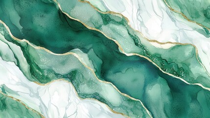 A stunning abstract design featuring flowing green and white layers, creating a serene and elegant atmosphere.