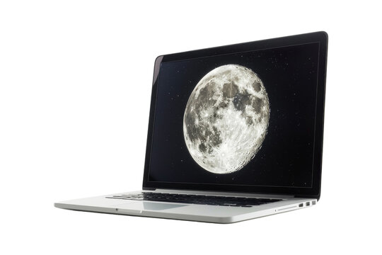 Silver laptop with blank screen showing a spinning globe