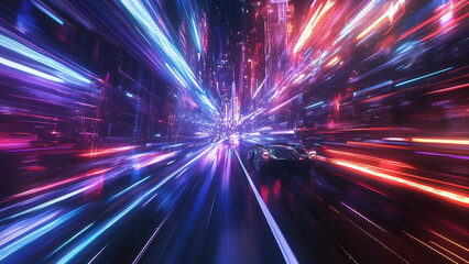 Future Speed: A Dynamic High-Energy Image of a Futuristic Vehicle in Motion

