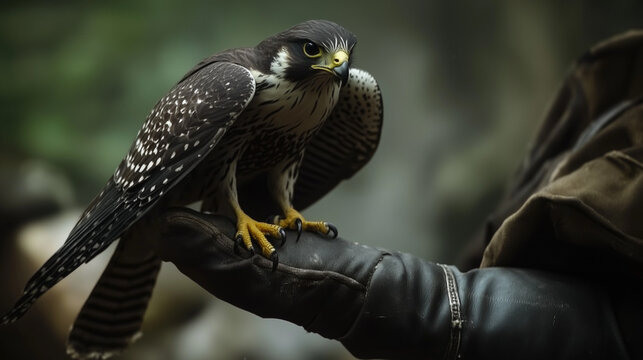 Professional Falconer Handling a Bird of Prey with Precision