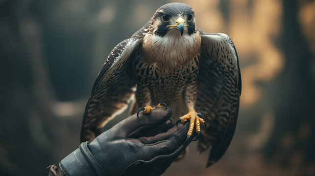 Professional Falconer Handling a Bird of Prey with Precision