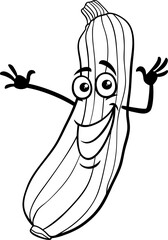 funny zucchini vegetable cartoon illustration coloring page