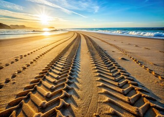 Fototapeta premium tread patterns revealing layered history of beachcomber journeys