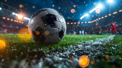 soccer ball on the stadium