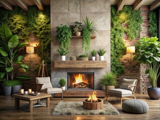 Fototapeta premium utopian fireplace cleaning for a sustainable eco-friendly design mood earthy