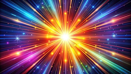 Fototapeta premium Vibrant, abstract glow rays radiate from a central source, forming a mesmerizing, intricate pattern of light and energy in a stunning, futuristic, high-tech vector design.