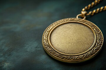 Naklejka premium A golden medallion with an ornate border. Perfect for awards, recognition, and achievements.