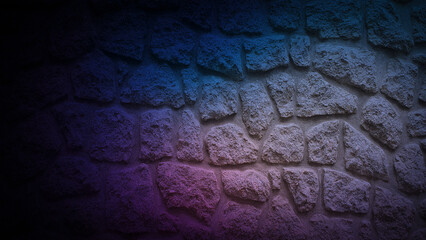 Natural stone wall with a stunning gradient of purple and blue tones, perfect for 4K backgrounds, wallpapers, and banners, adding depth and a calming aesthetic