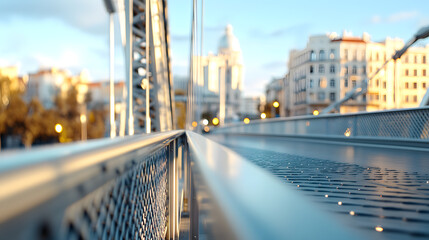 Fototapeta premium Steel bridge with cantilevered design sharp angles