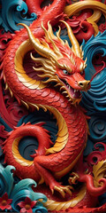Naklejka premium The image of a stunning fantasy dragon carvings