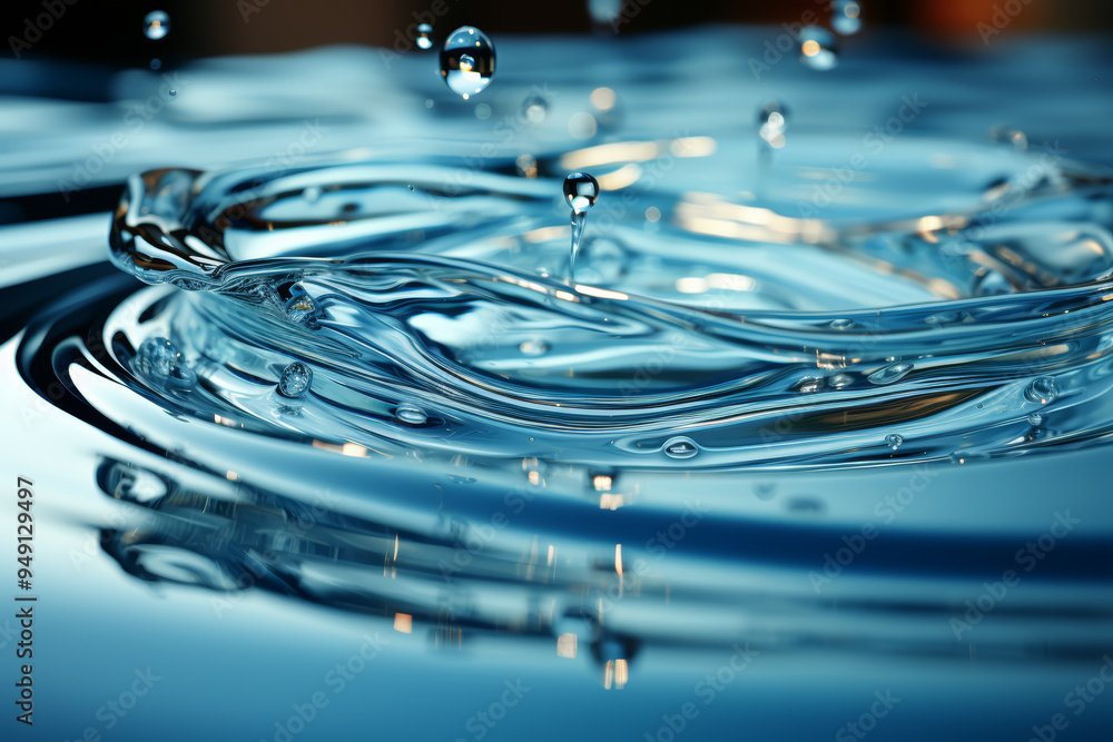 Aufkleber a drop of water creating ripples in a pond. concept of impact and influence. generative ai.