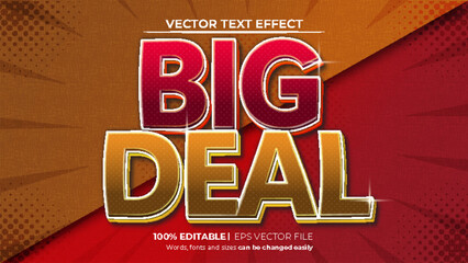 Editable cartoon text effect  big deal font style