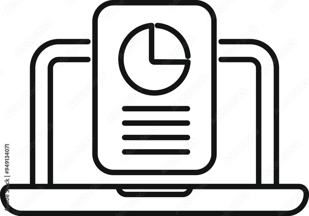 Poster line drawing of a smartphone displaying a data analytics app on a laptop, representing mobile data a