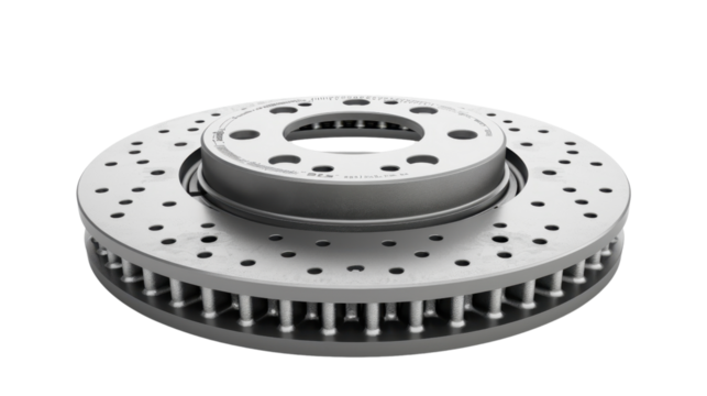 Car ventilated disc brake isolated on white background